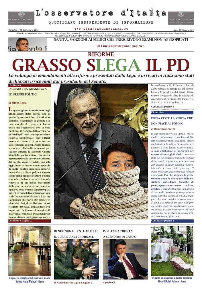 L'osservatore d'Italia edizione del 30 Settembre 2015